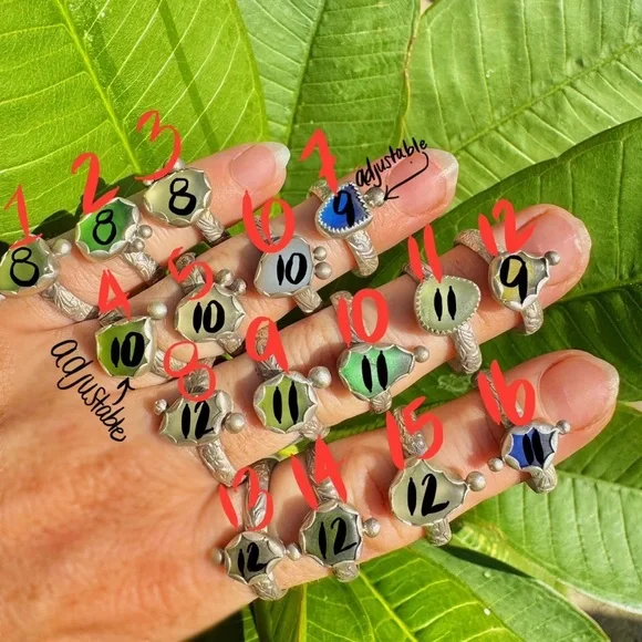 Sea foam sea glass natural floral sterling & fine silver - Picture 3 of 3